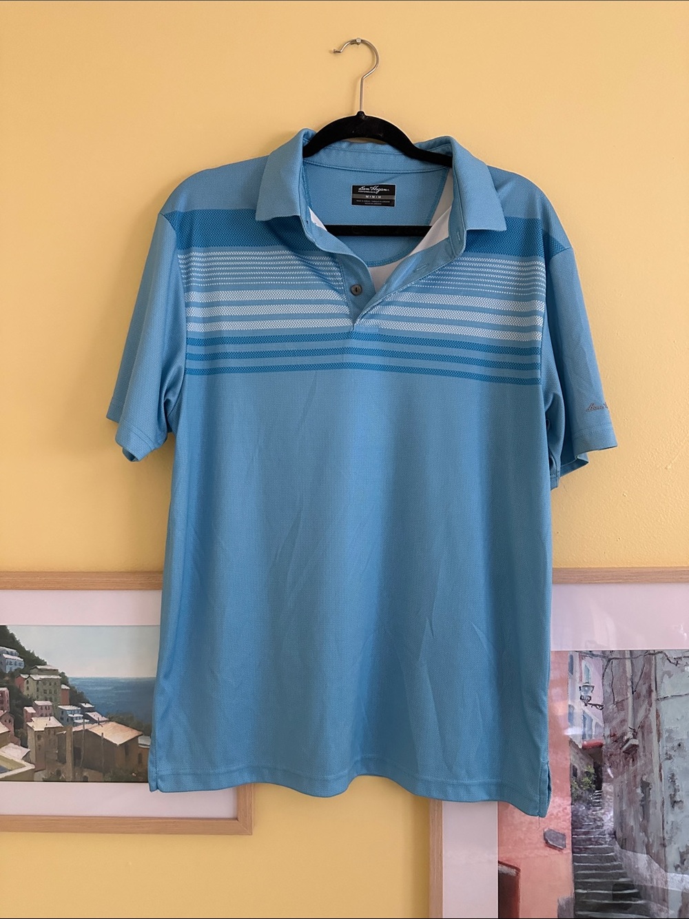 Hogan Light Blue Striped Men's Polo